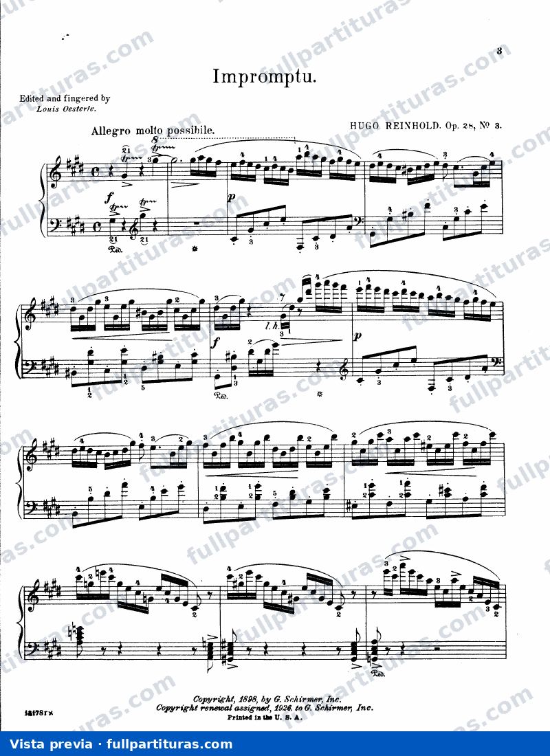 Impromptu para piano Op. 28 No. 3 — preview