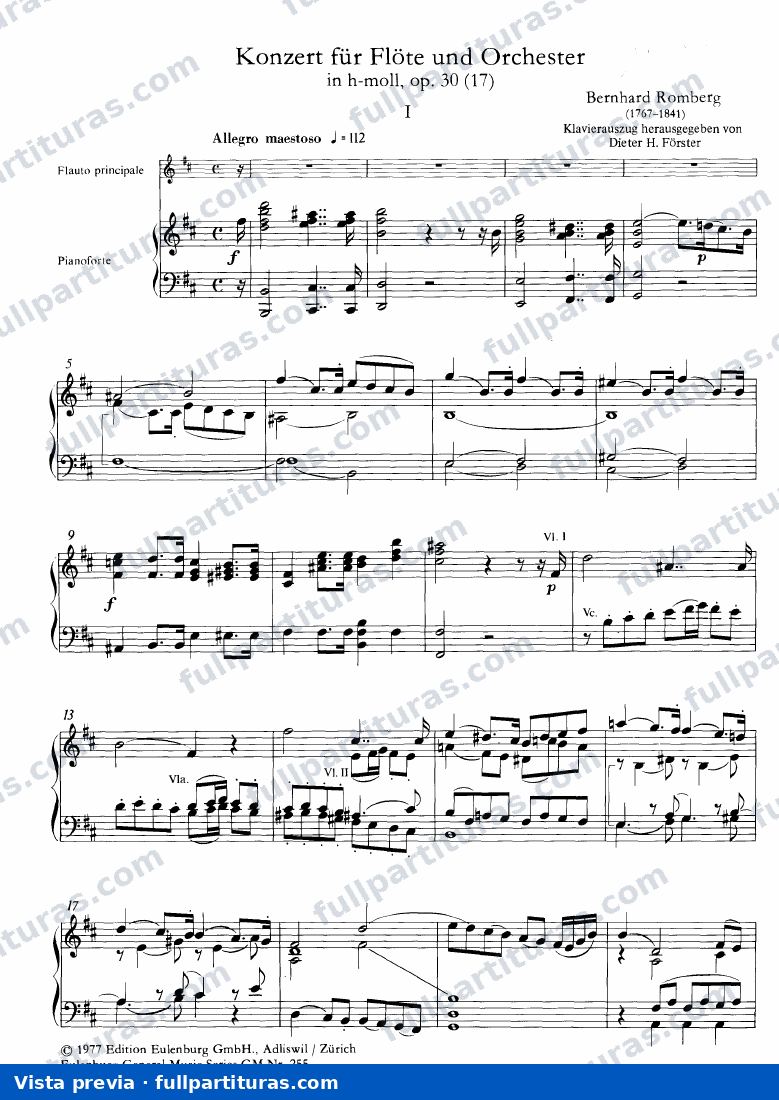 Concerto Per Flauto y Orch Op. 30 - (Red. Fl. y Piano) — preview