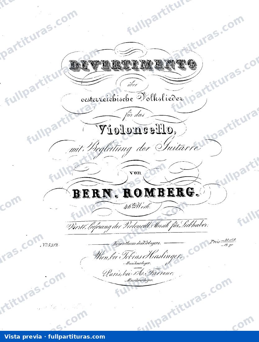 Divertimento para Vioncello y Guitarra Op. 46 — preview