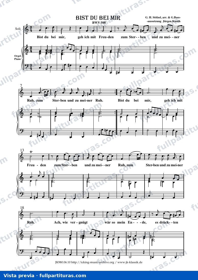 Bist du bei mir - Solista y piano — preview