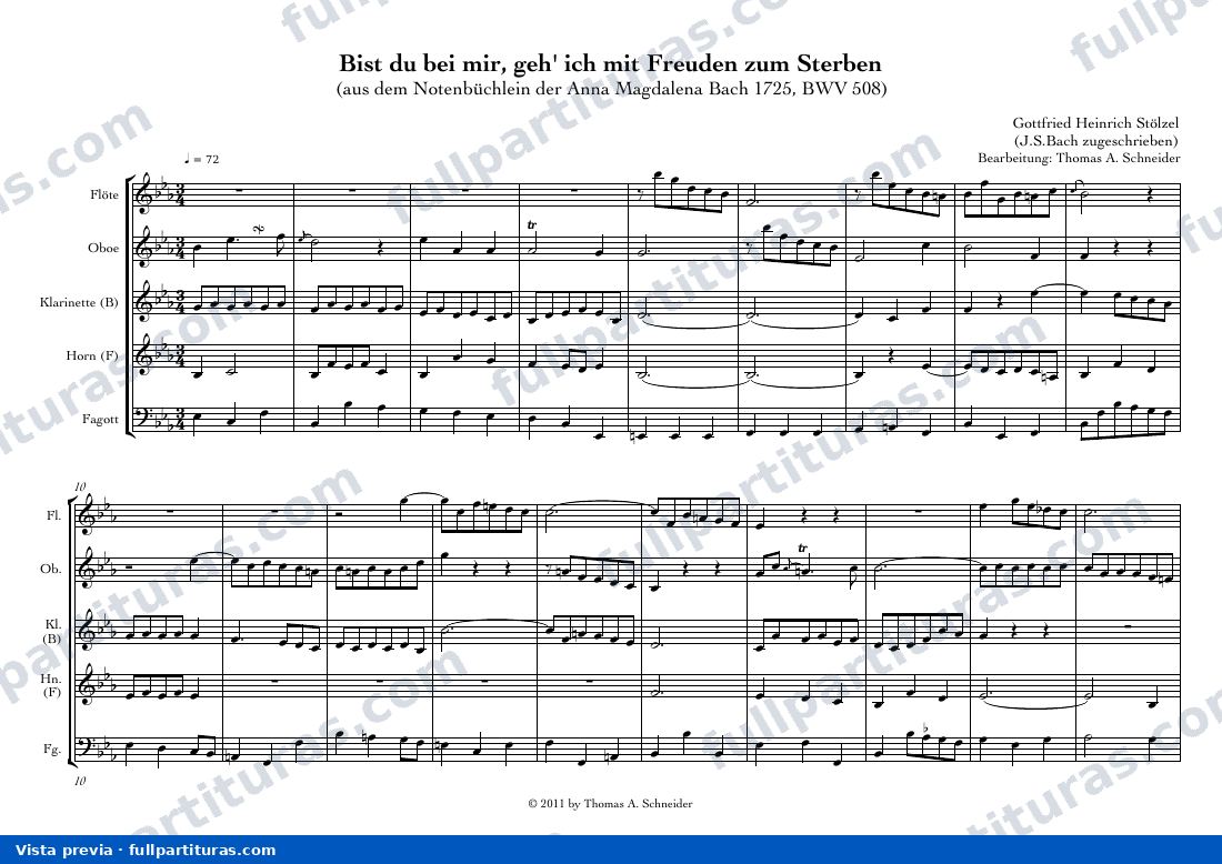 Bist du bei mir - Quinteto — preview