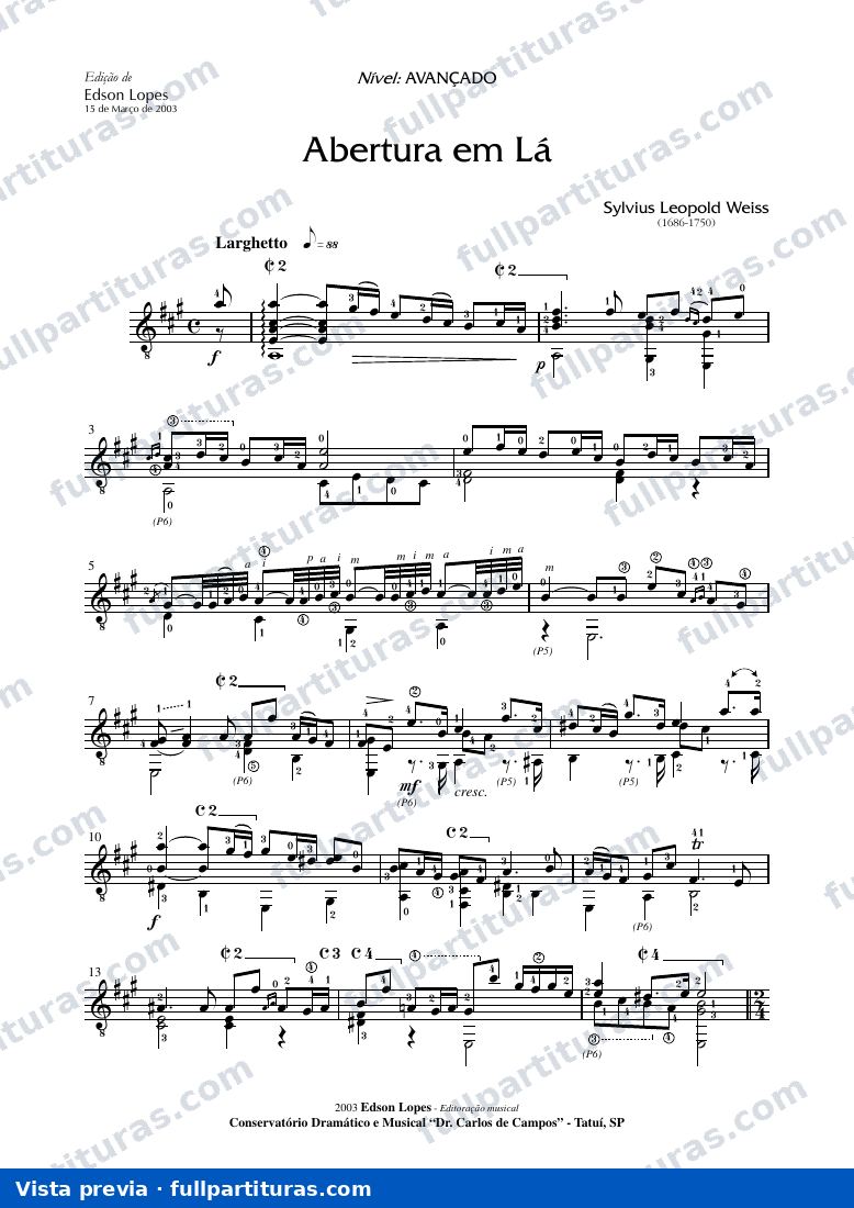 Overtura de la Sonata para laud en A major, WeissSW 89 — preview