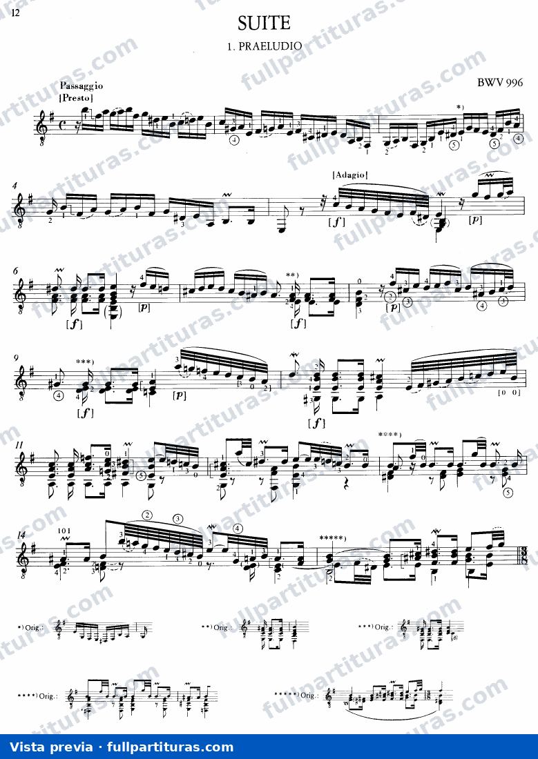 Lute Suite No. 1, BWV 996 — preview