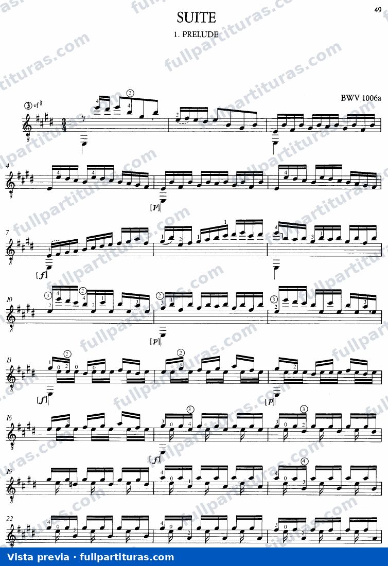 Lute Suite No. 4, BWV 1006 — preview