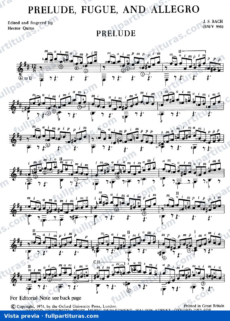 Preludio, Fuga y Allegro, BWV 998 — preview