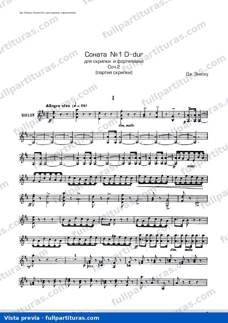 Violin Sonata No.1, Op.2 (parte del violín) — preview