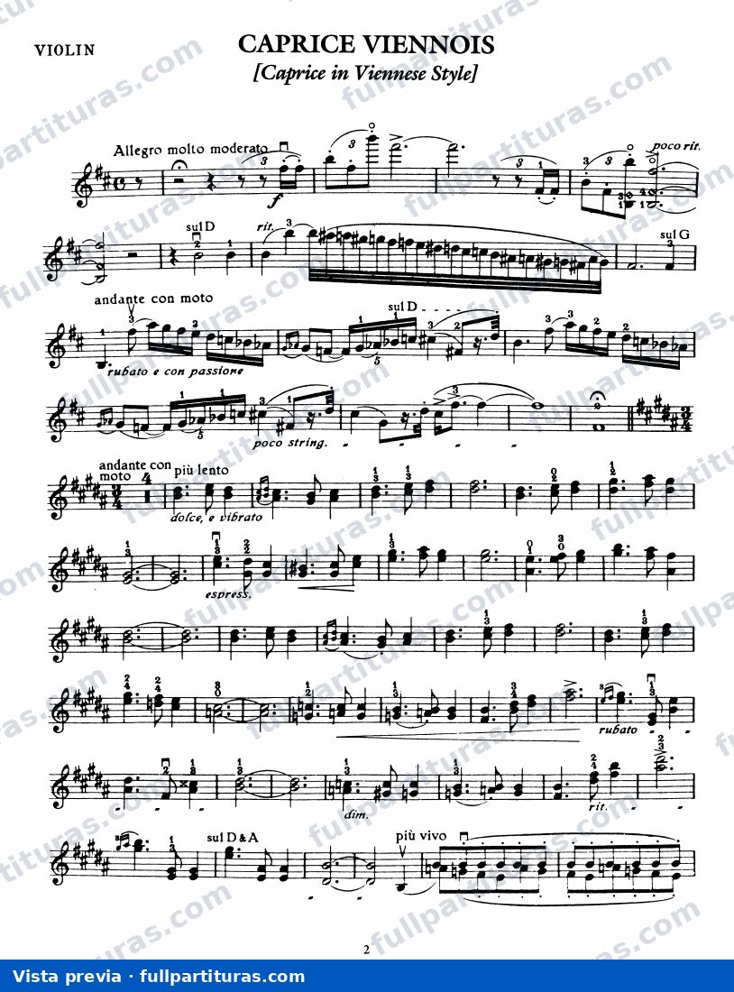 Caprice viennois, Op.2 (partichella violín) — preview