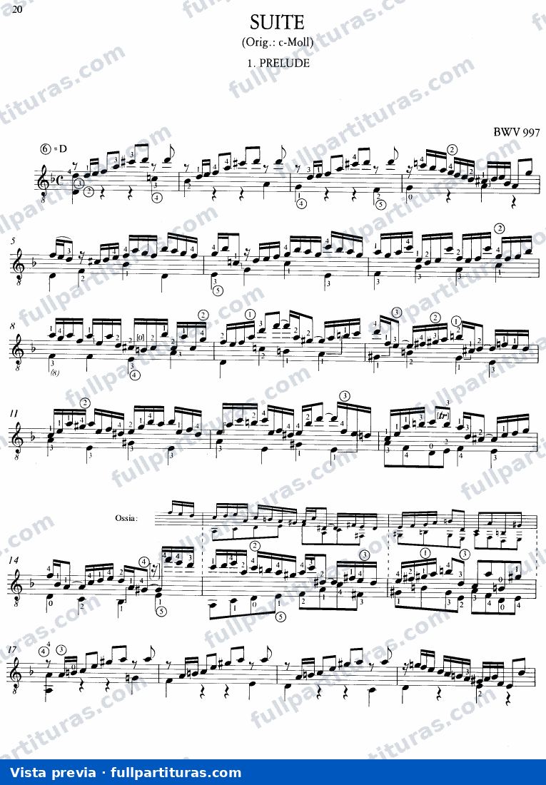 Lute Suite No. 2, BWV 997 — preview