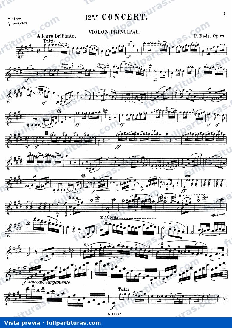 Concierto para violín No.12, Op.27 (parte del violín) — preview