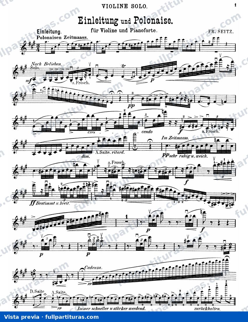 Einleitung und Polonaise (parte del violín) — preview
