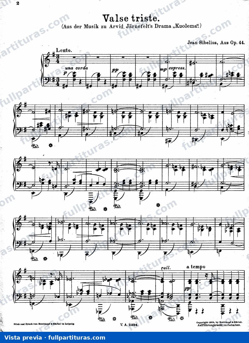 Vals Triste Op. 44 (n.º 3) — vista previa