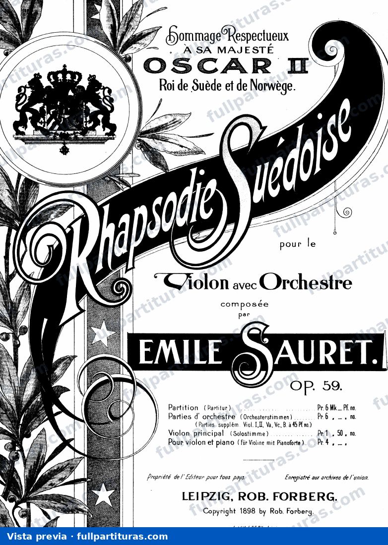 Rhapsodie Suédoise violon op. 59 — preview