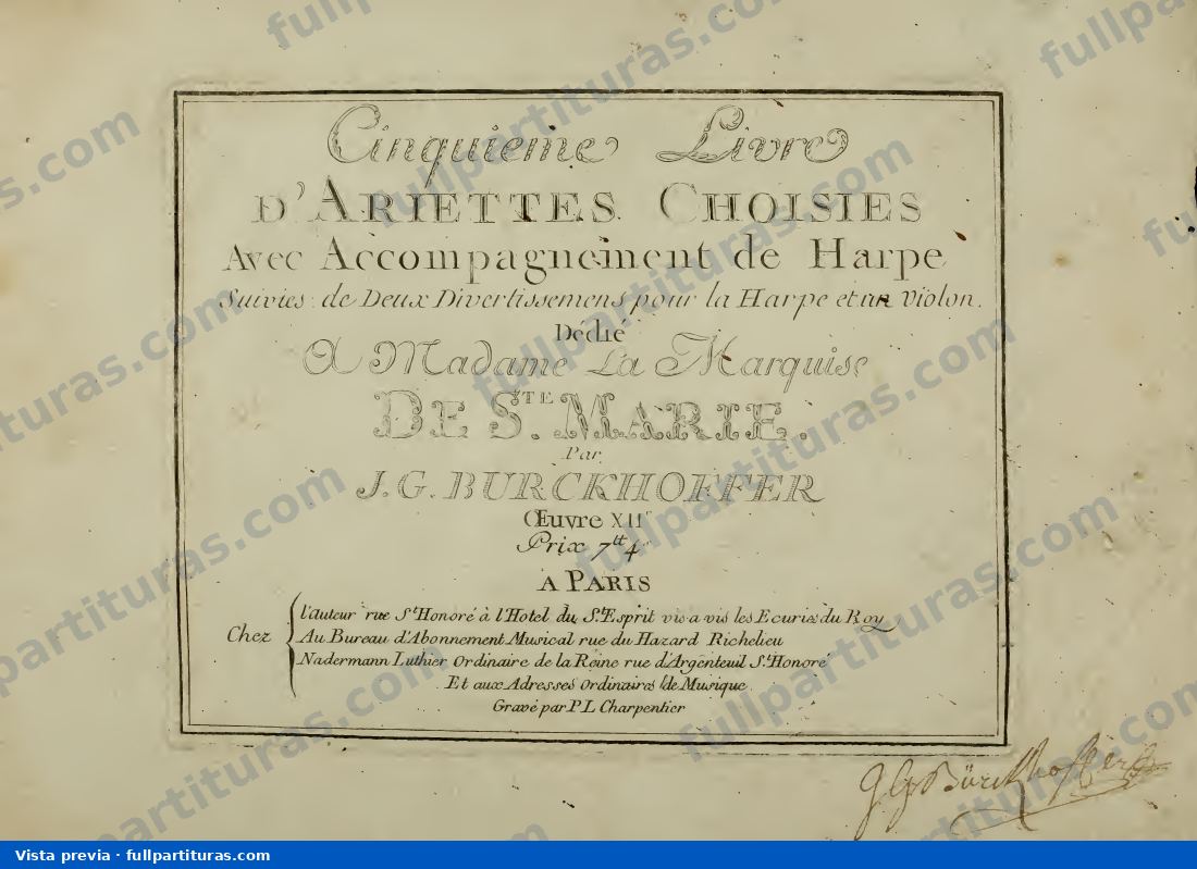 Cinquième livre d'ariettes choisies — Vorschau
