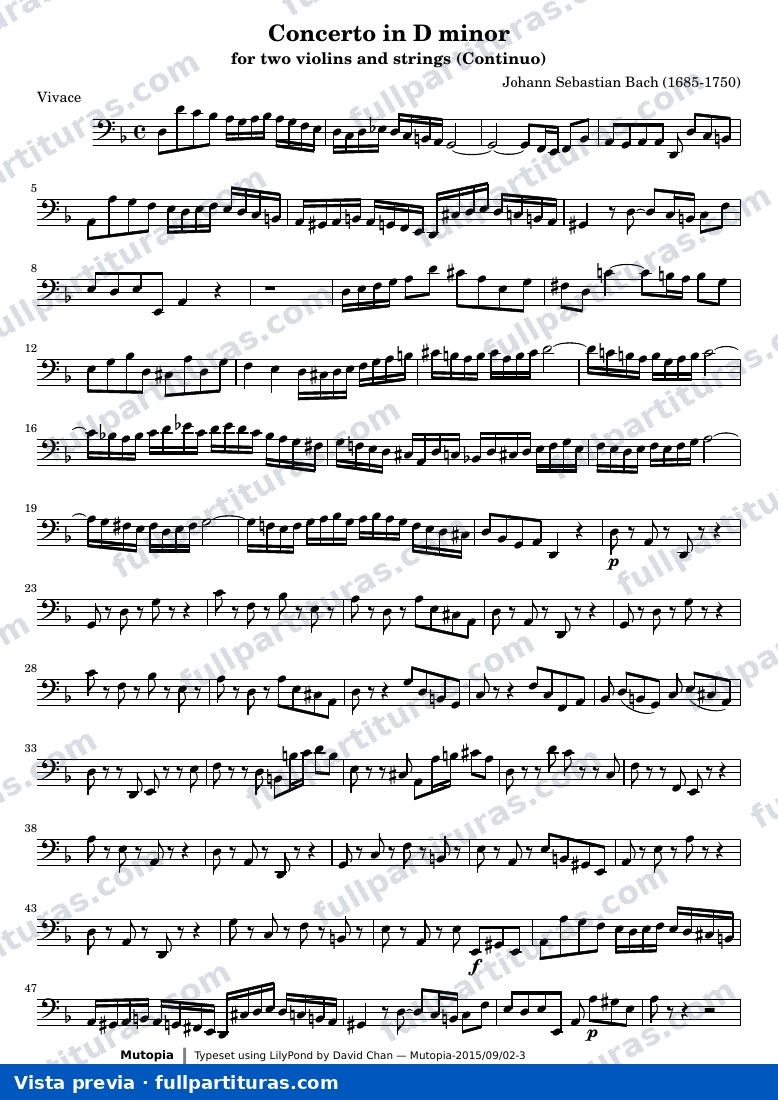 Concerto in D minor for two violins and strings — Continuo — anteprima