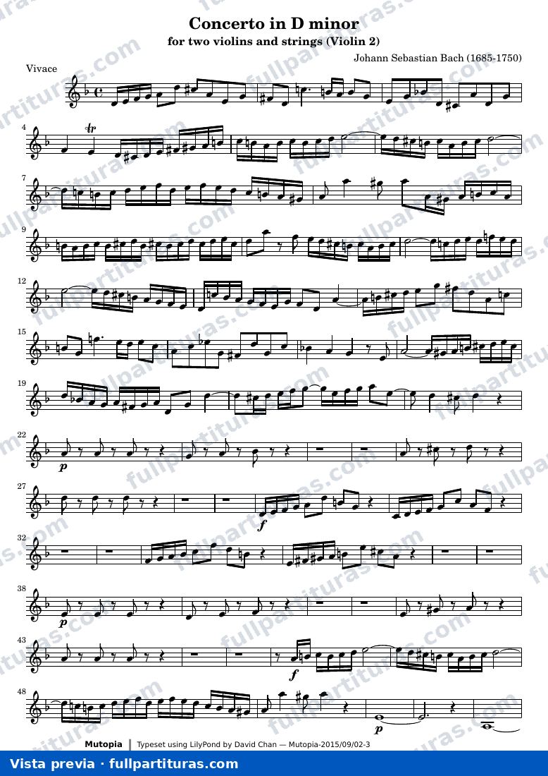 Concerto in D minor for two violins and strings — Violin2 — aperçu