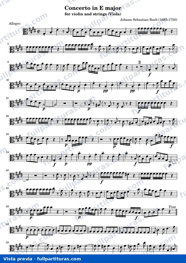 Concerto in E major for violin and strings — Viola — aperçu