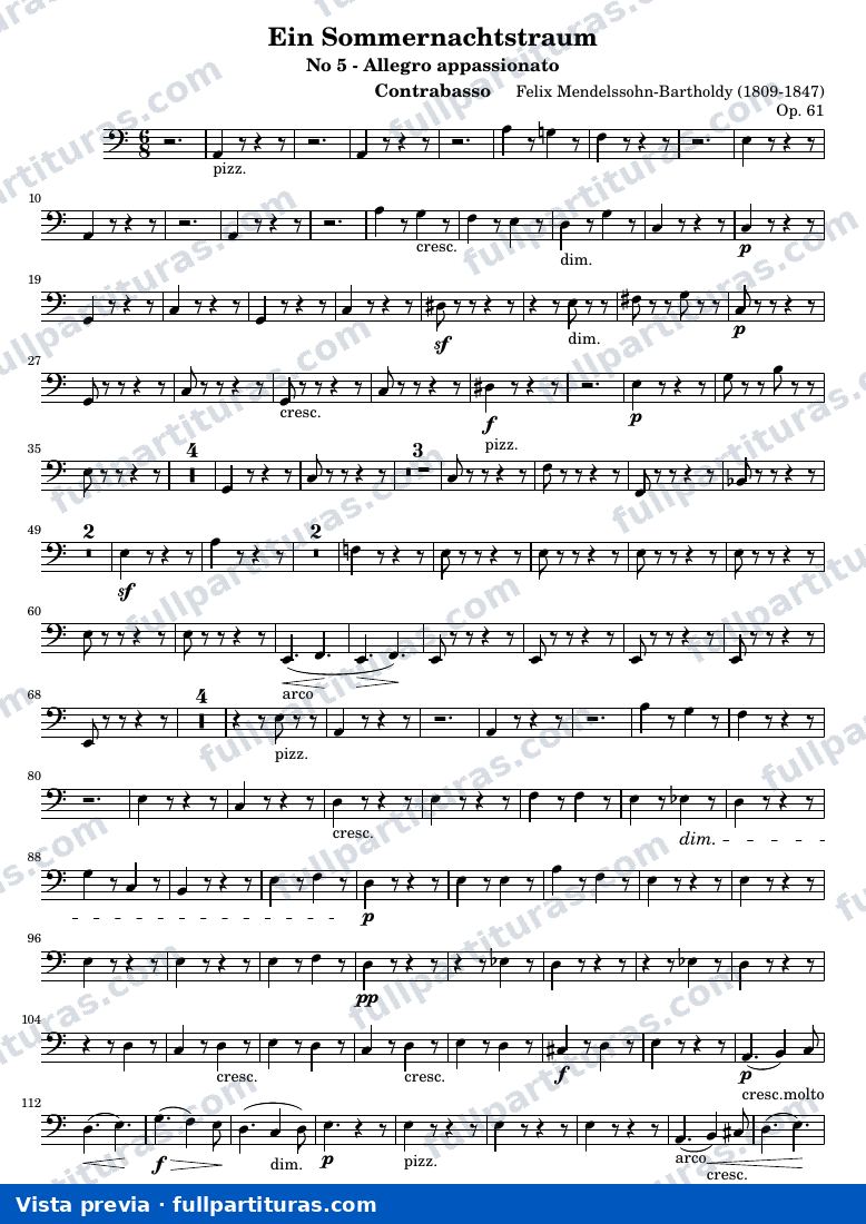Ein Sommernachtstraum - No.5 — Contrabasso part — Vorschau