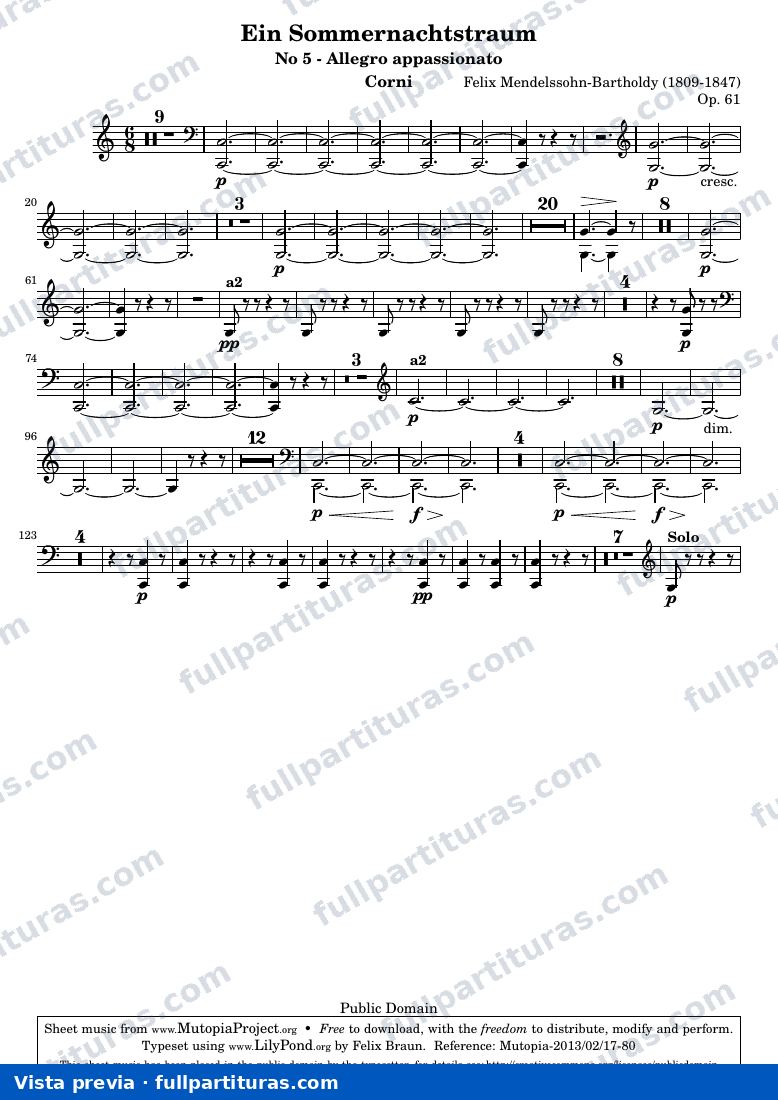 Ein Sommernachtstraum - No.5 — Corni part — vista previa