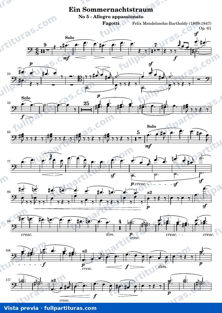 Ein Sommernachtstraum - No.5 — Fagotti part — vista previa