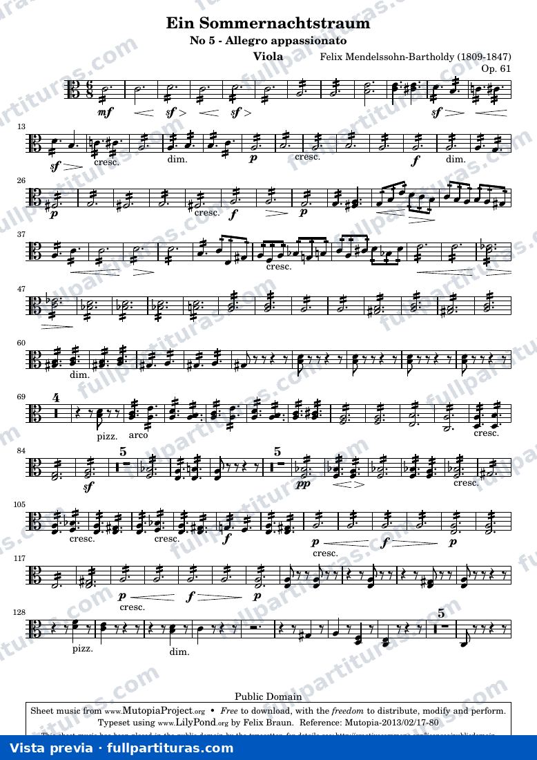 Ein Sommernachtstraum - No.5 — Viola part — vista previa