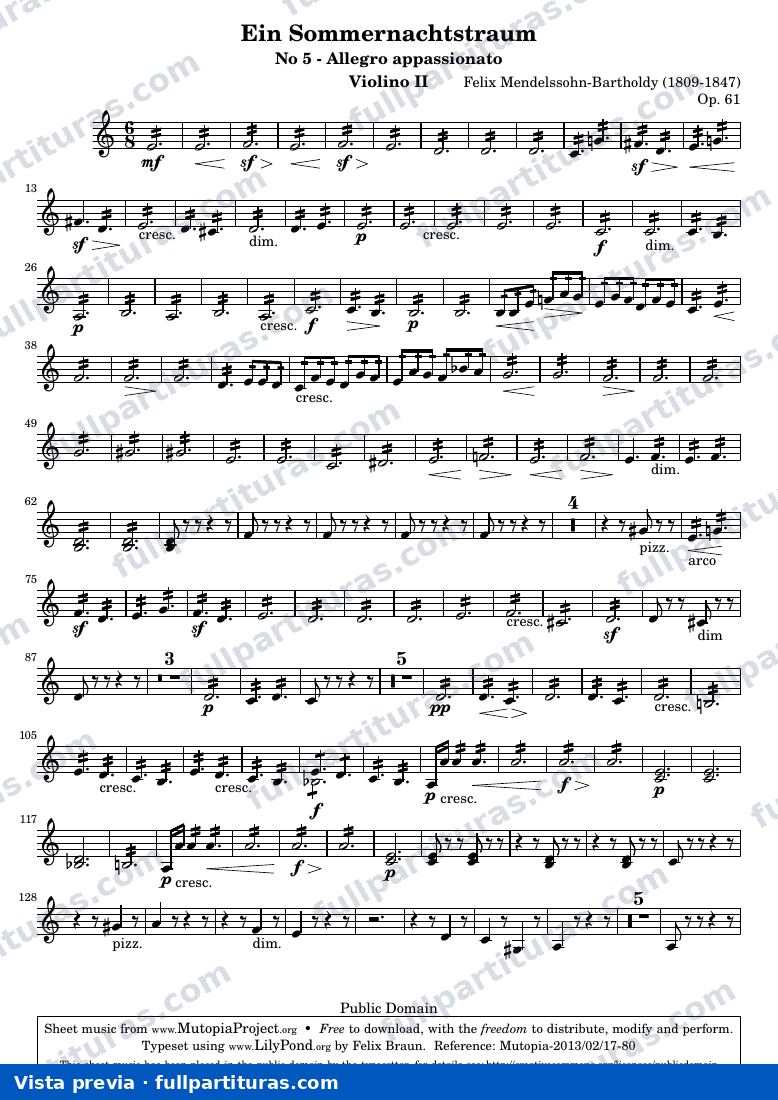 Ein Sommernachtstraum - No.5 — Violino 2 part — vista previa