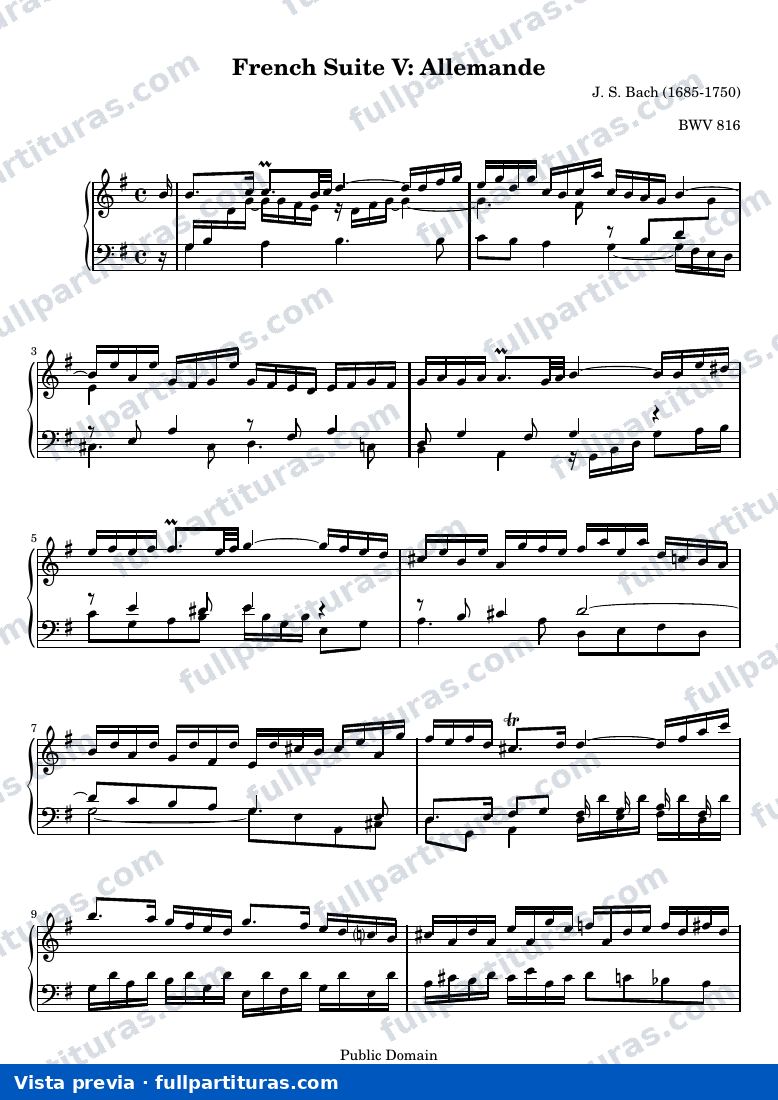 French Suite no. 5 in G major — French suite 5 allemande — Vorschau