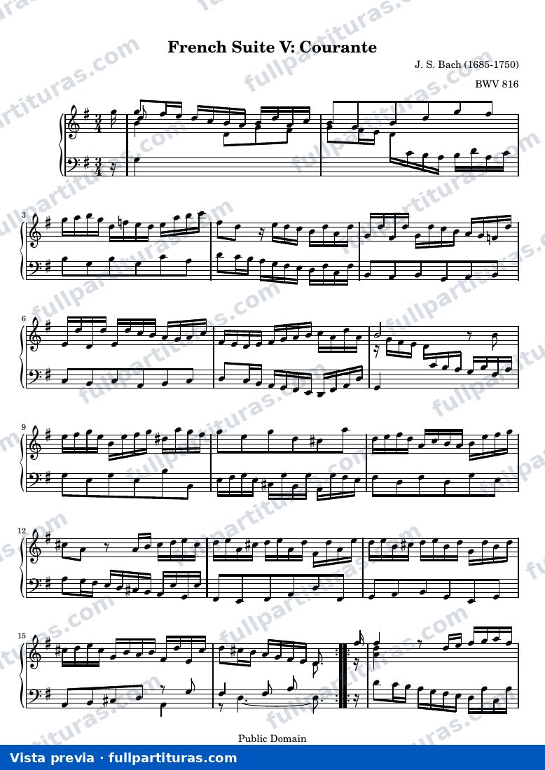 French Suite no. 5 in G major — French suite 5 courante — Vorschau