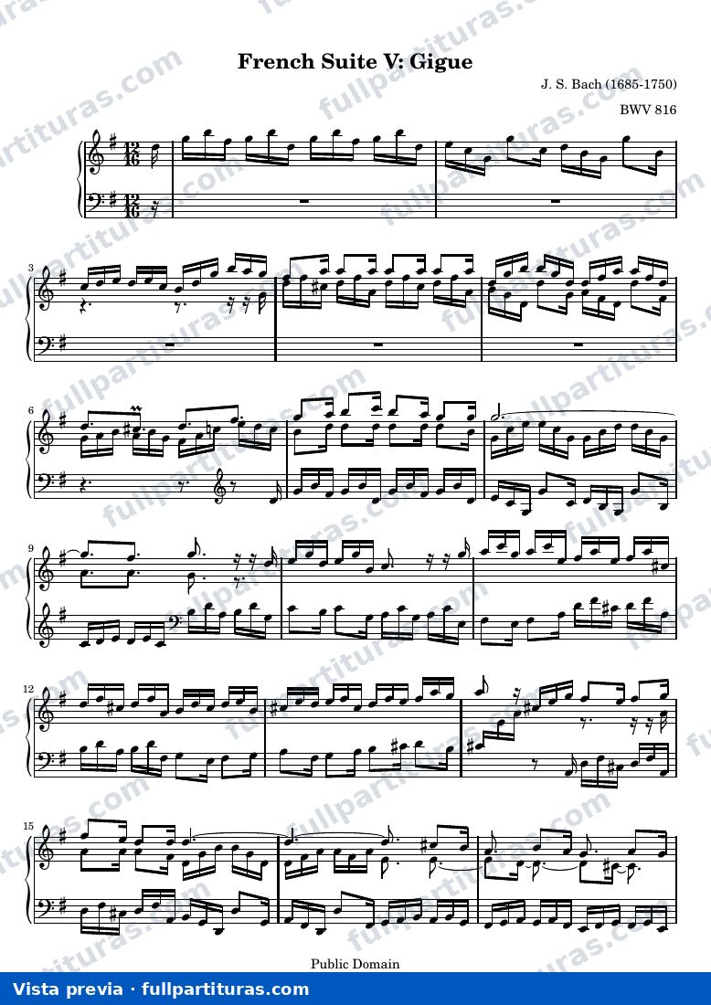 French Suite no. 5 in G major — French suite 5 gigue — Vorschau