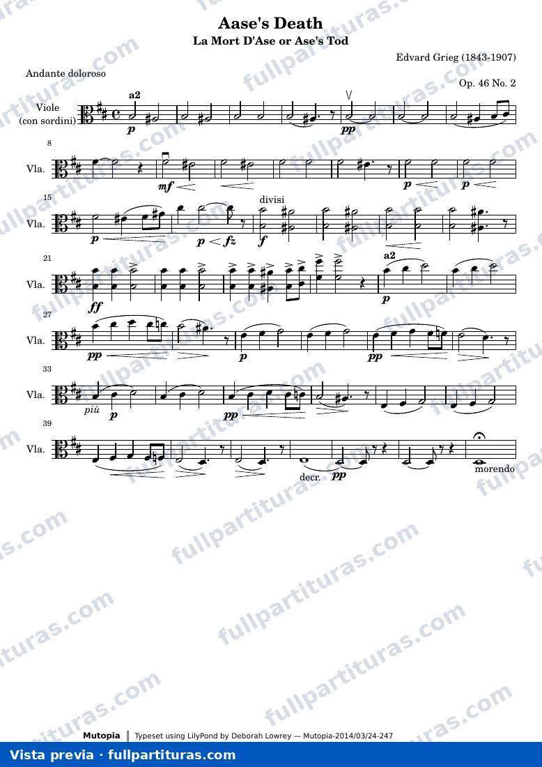 Aase's Death from Peer Gynt Suite I — Violepart — Vorschau