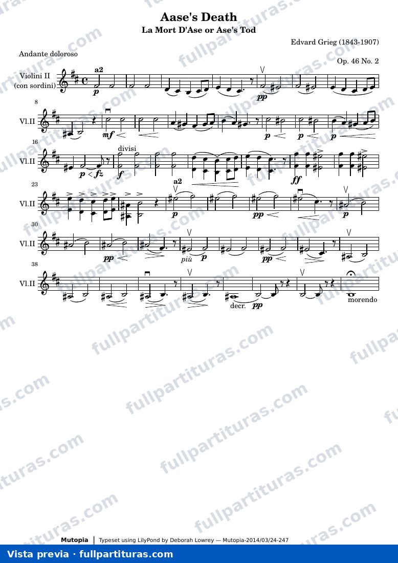 Aase's Death from Peer Gynt Suite I — VioliniIIpart — aperçu