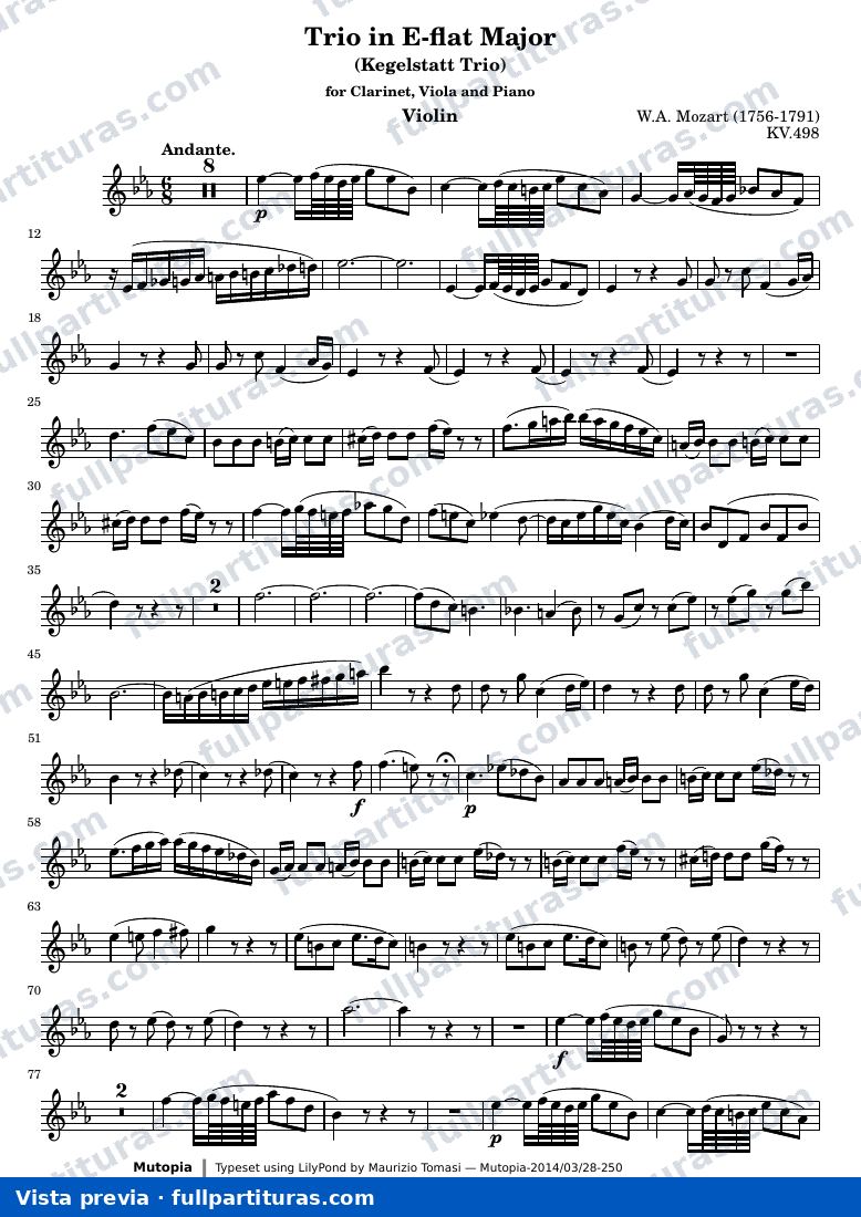 Trio in E-flat Major KV. 498 — K498 violin — vista previa