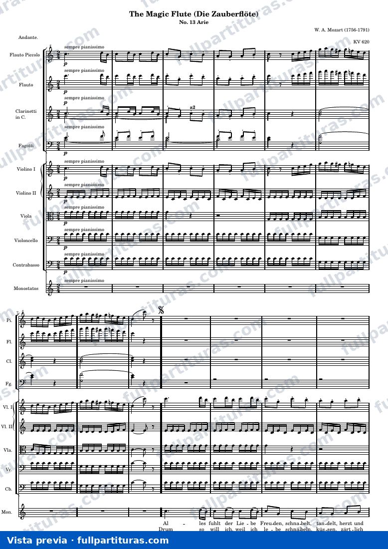 Die Zauberflöte (The Magic Flute) - No. 13 Arie — MF13 ArieScore — vista previa