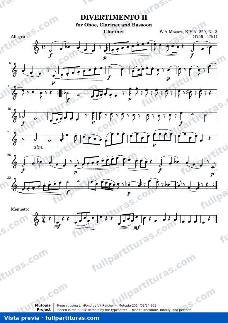 Divertimento II — Clarinet — vista previa