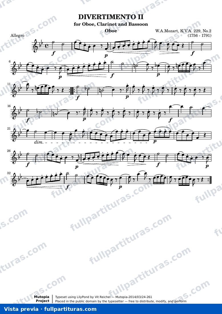 Divertimento II — Oboe — vista previa