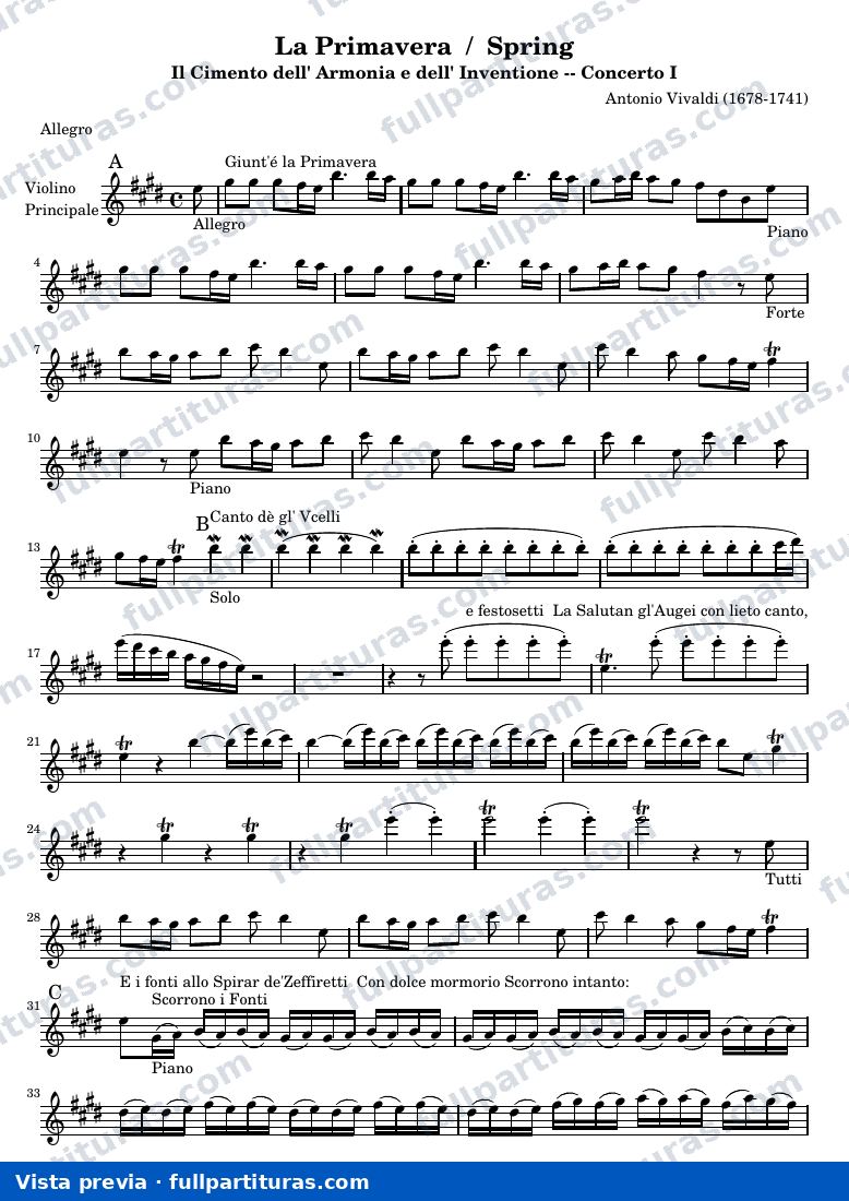 La Primavera / Spring — Violín solista — vista previa