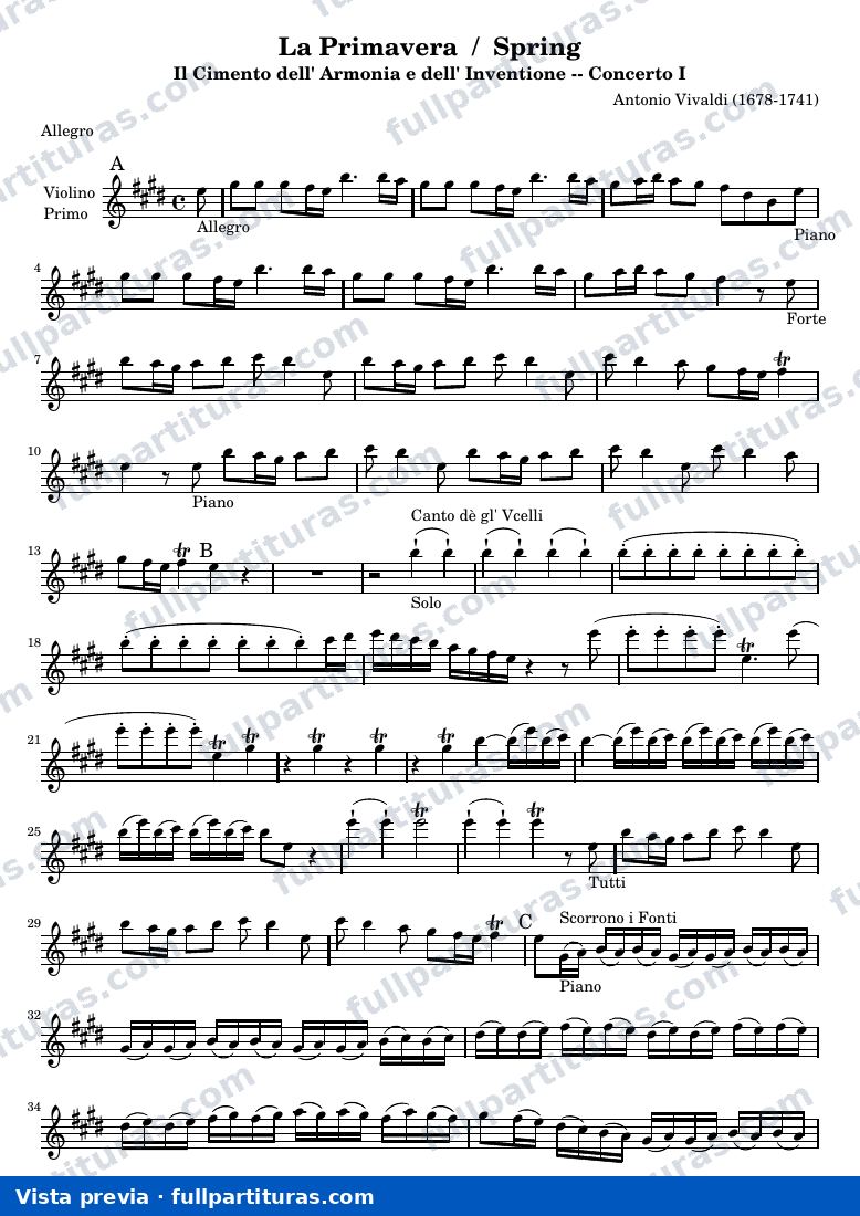 La Primavera / Spring — Spring violin1 — anteprima