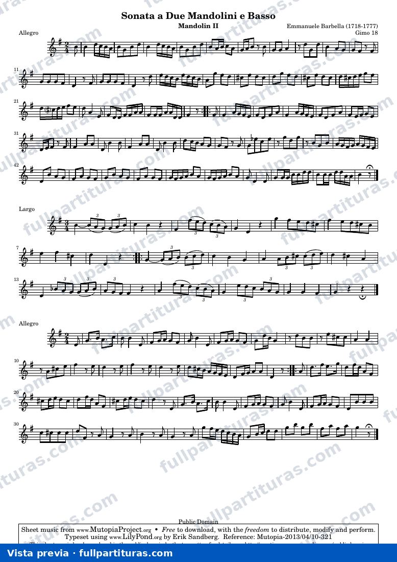Sonata a Due Mandolini e Basso (Gimo 18) — Mand2 — Vorschau