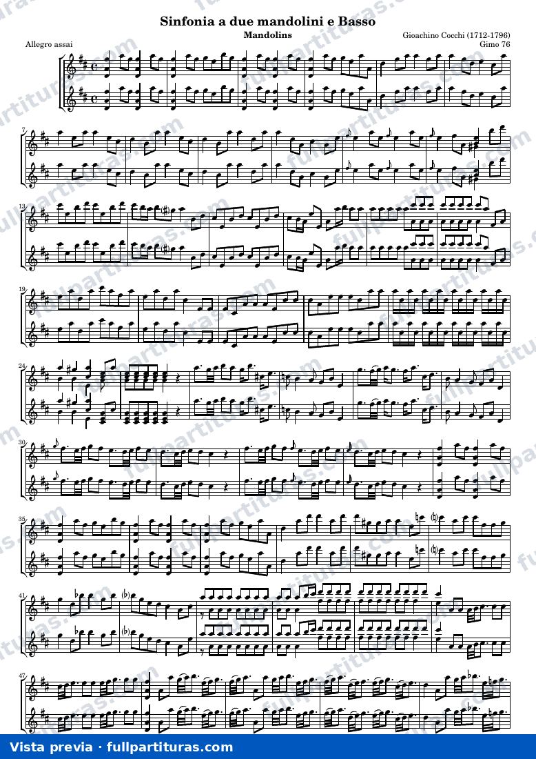 Sinfonia a due mandolini e Basso (Gimo 76) — Mand — Vorschau