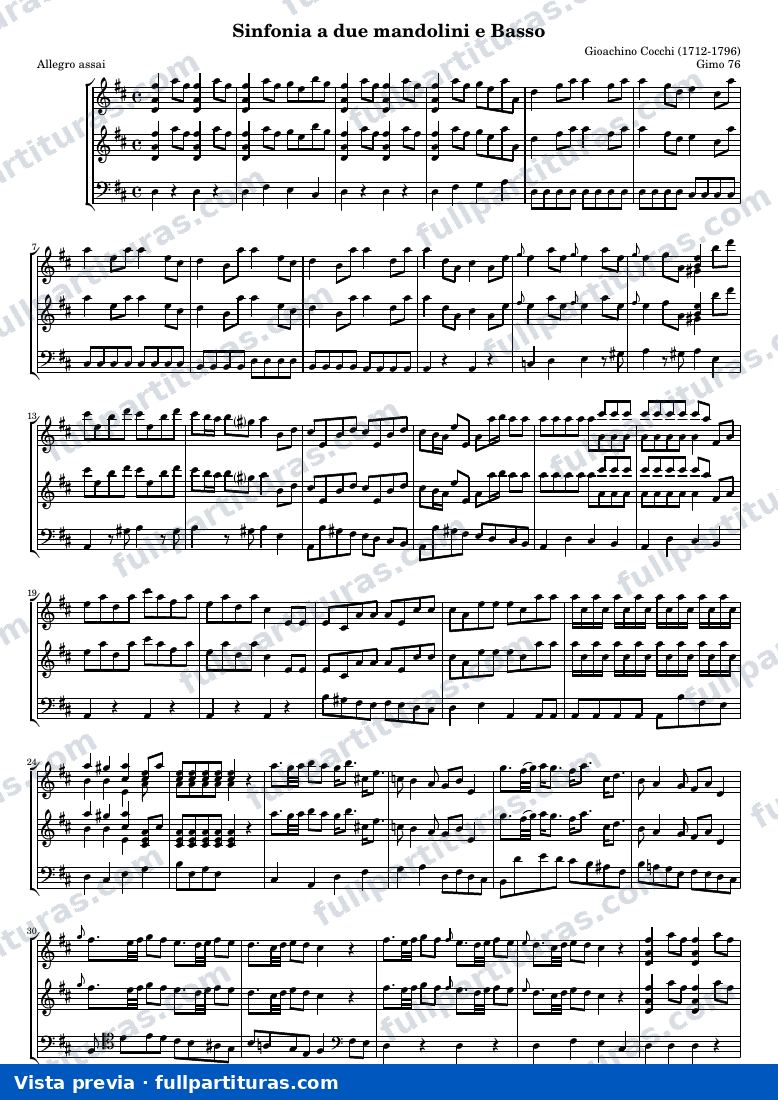 Sinfonia a due mandolini e Basso (Gimo 76) — Score — Vorschau