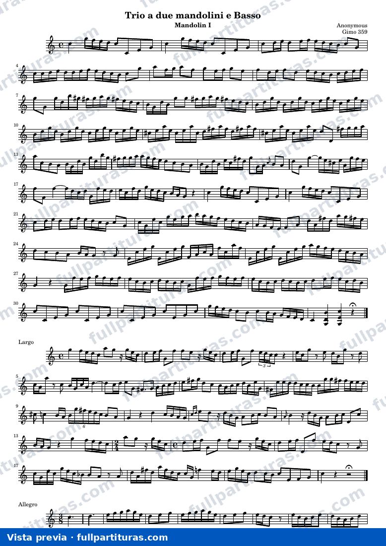 Trio a due mandolini e Basso (Gimo 359) — Mand1 — Vorschau