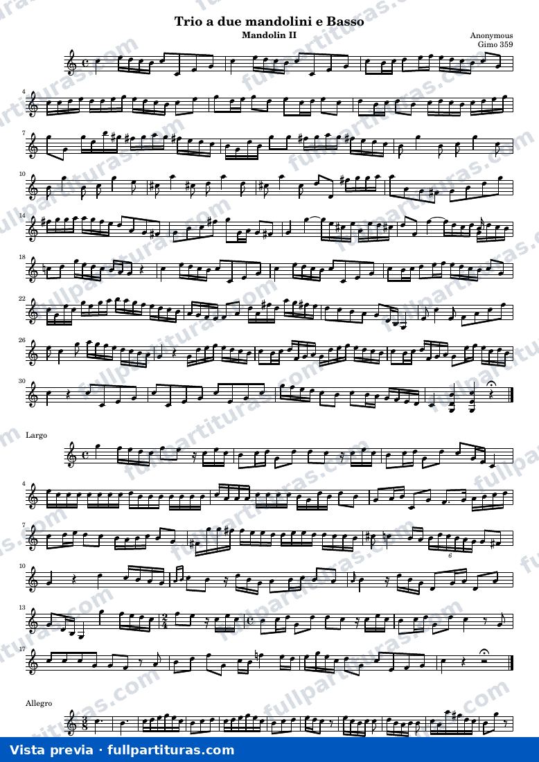 Trio a due mandolini e Basso (Gimo 359) — Mand2 — Vorschau