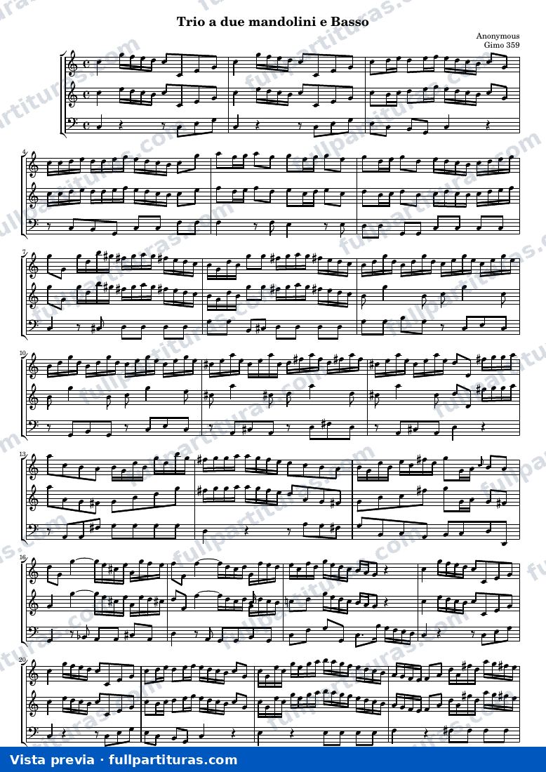 Trio a due mandolini e Basso (Gimo 359) — Score — Vorschau