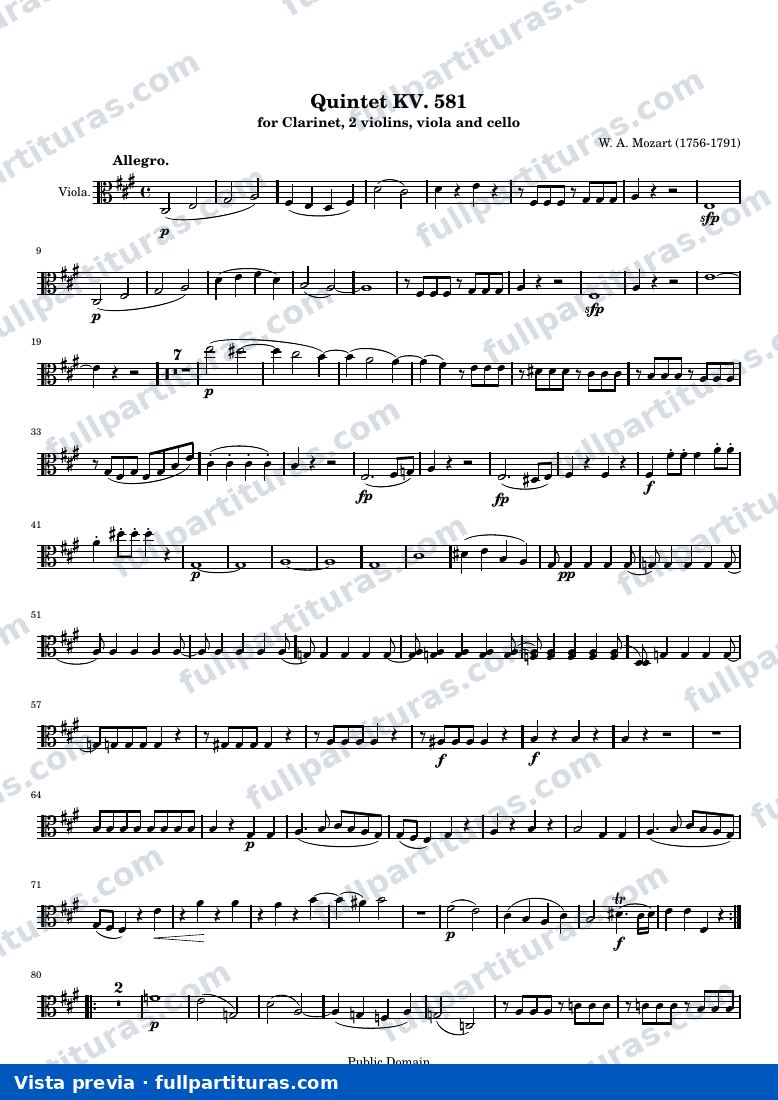 Clarinet Quintet KV. 581 — K581 viola — anteprima