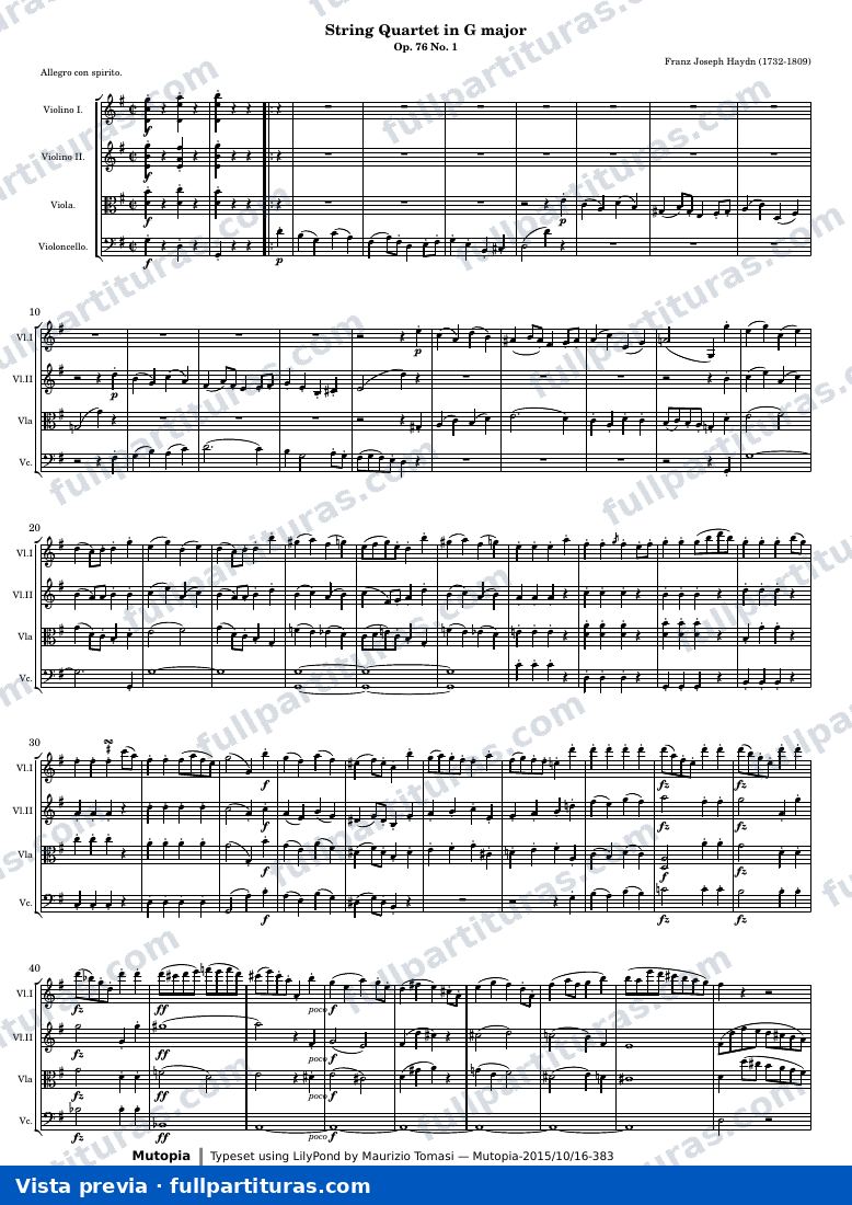 String Quartet in G major — Score — aperçu
