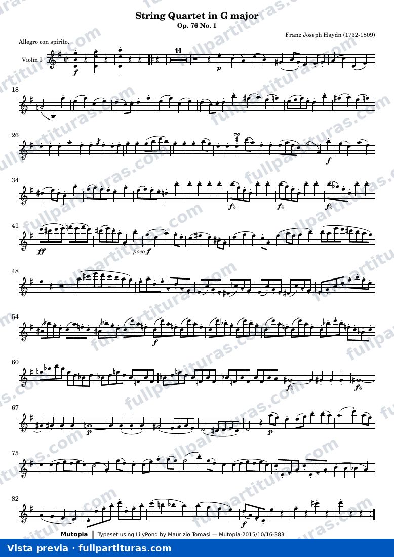 String Quartet in G major — Violin1 — aperçu