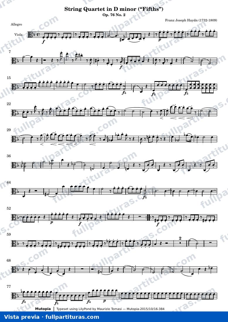 String Quartet in D minor — Viola — aperçu