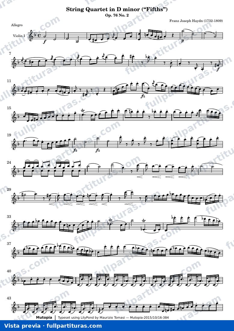 String Quartet in D minor — Violin1 — aperçu