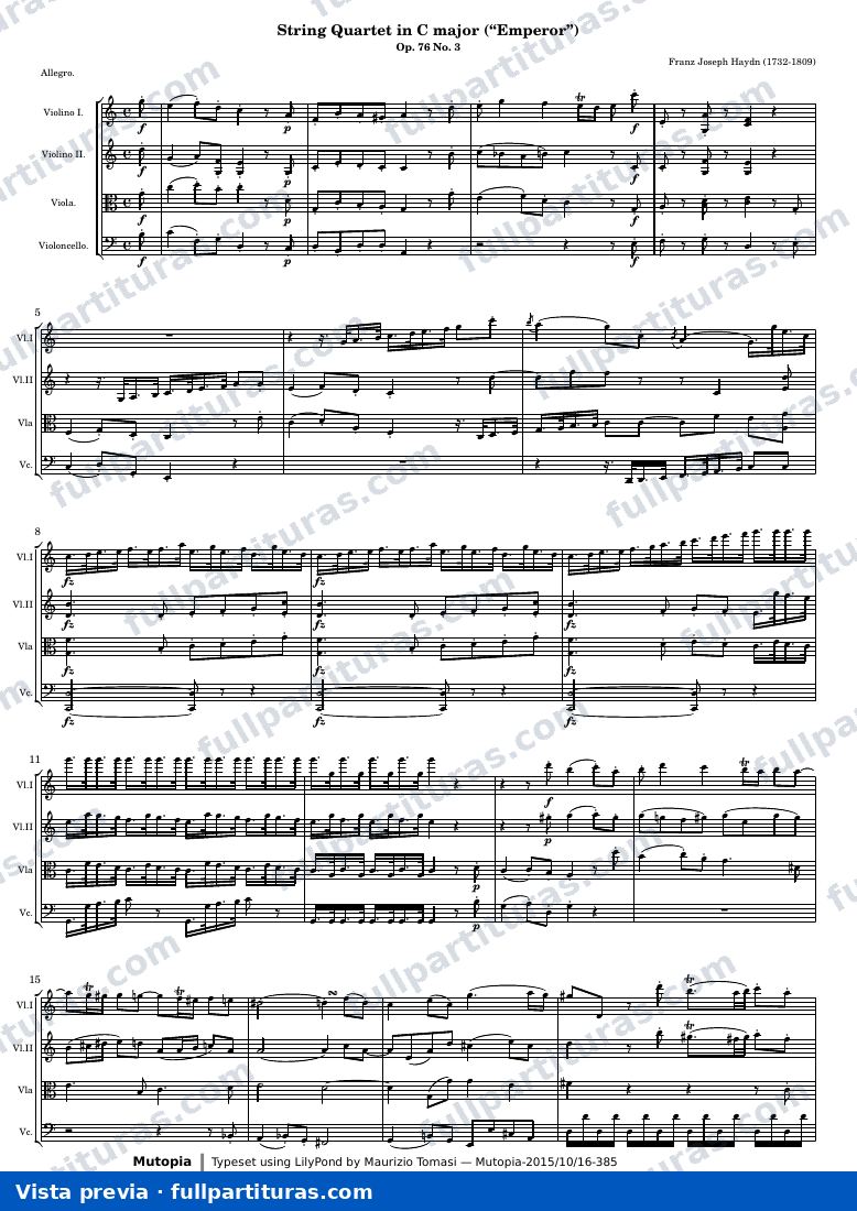 String Quartet in C major — Score — aperçu