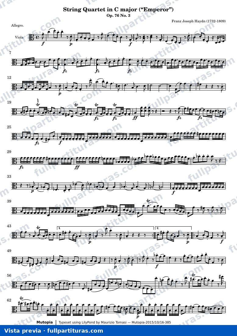 String Quartet in C major — Viola — aperçu