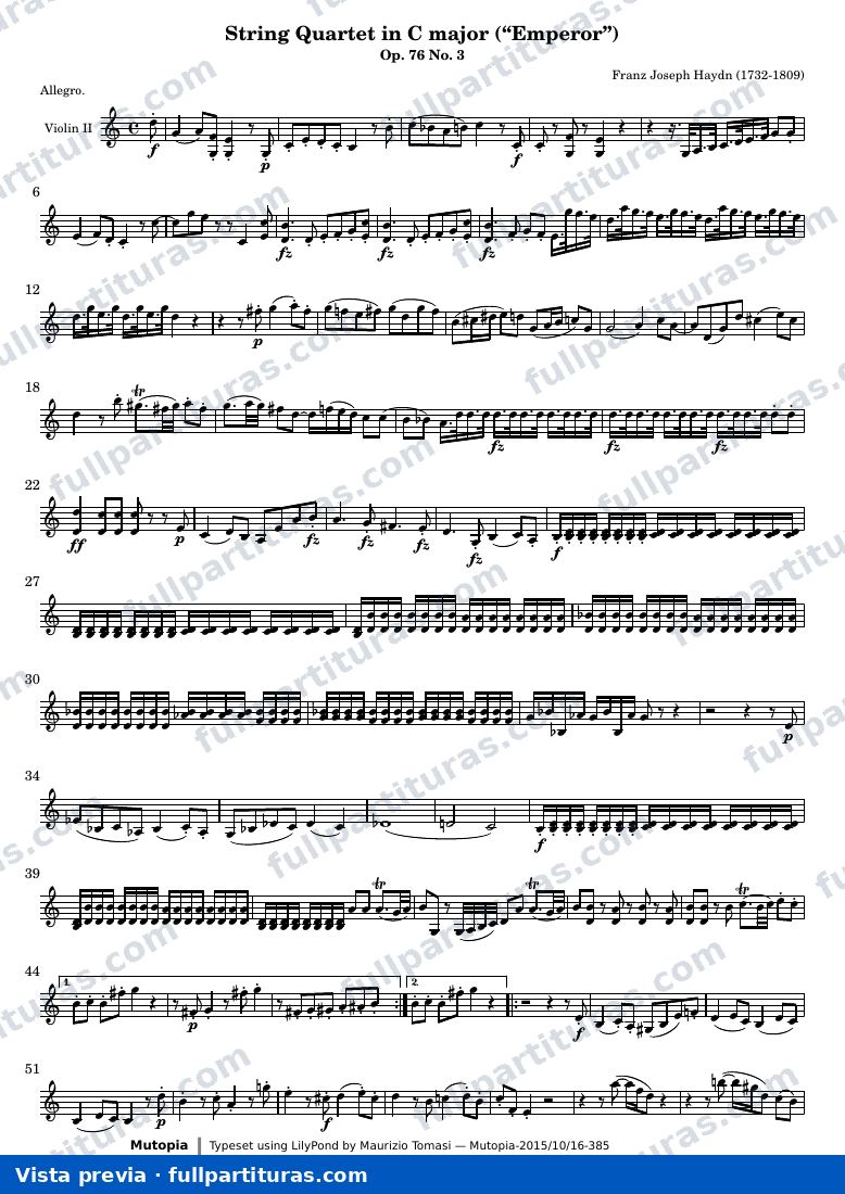 String Quartet in C major — Violin2 — aperçu